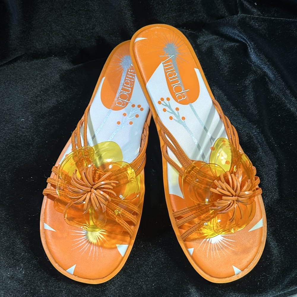 #55 Vintage Amanda Slides, Pumpkin Spice, NIB, SZ 9 M